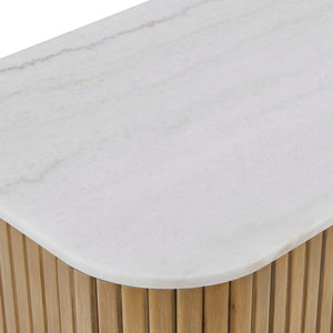 Uttermost Arik Reeded Alder Wood Sideboard with Marble Top and Brass Pulls