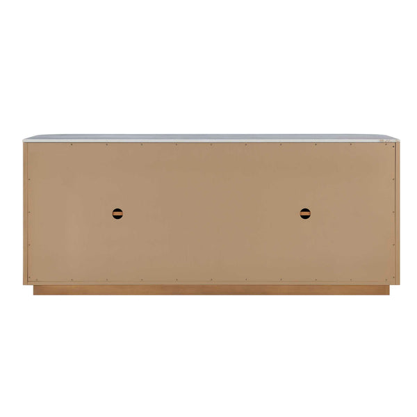 Uttermost Arik Reeded Alder Wood Sideboard with Marble Top and Brass Pulls