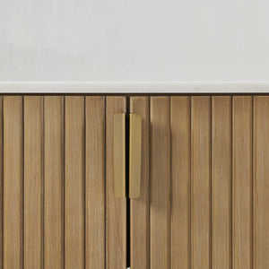 Uttermost Arik Reeded Alder Wood Sideboard with Marble Top and Brass Pulls