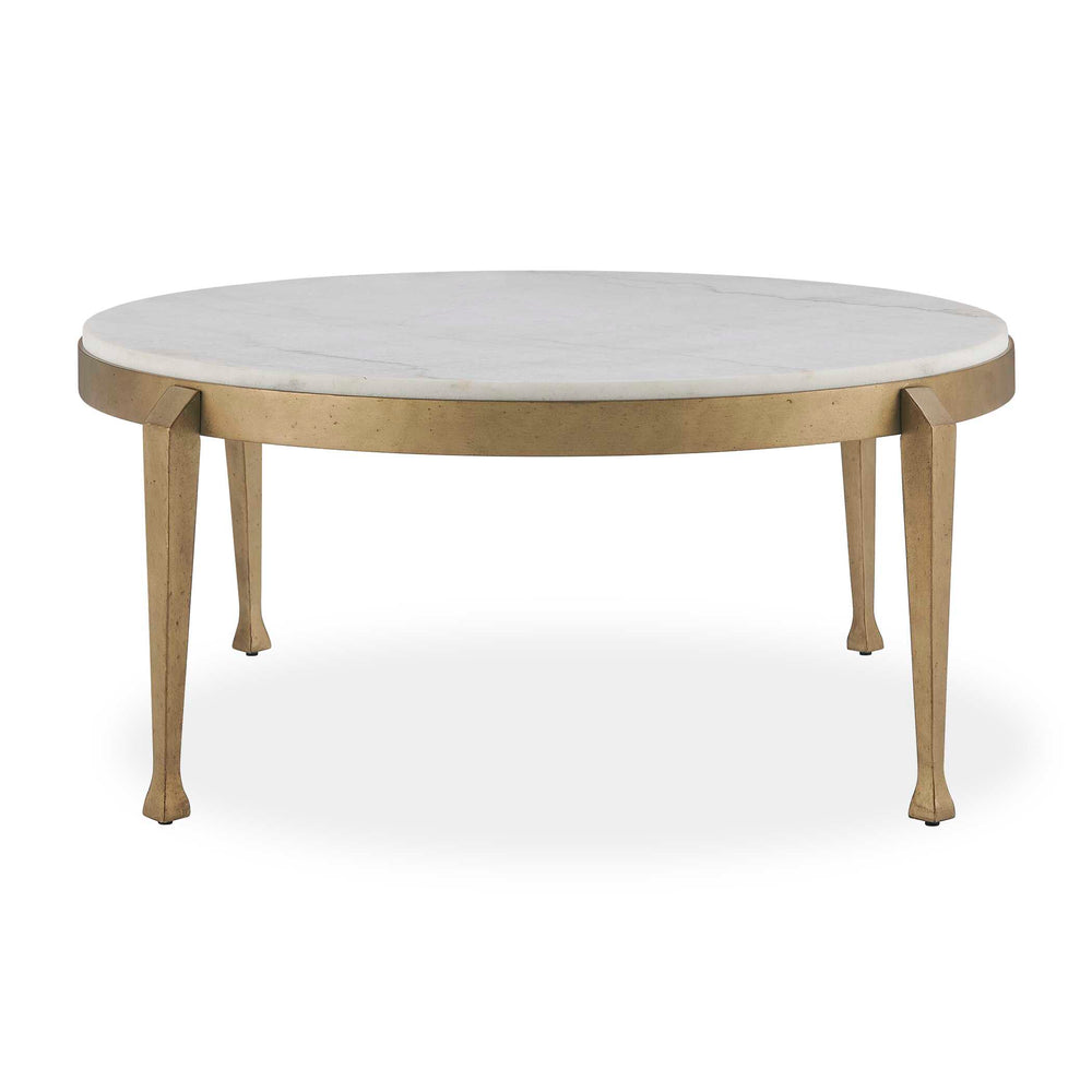 Uttermost Uttermost Tylan Genuine Marble Round Coffee Table with Warm Brass Metal Base 51134
