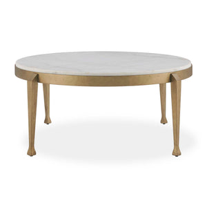Uttermost Uttermost Tylan Genuine Marble Round Coffee Table with Warm Brass Metal Base 51134