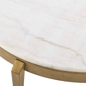 Uttermost Tylan Genuine Marble Round Coffee Table with Warm Brass Metal Base