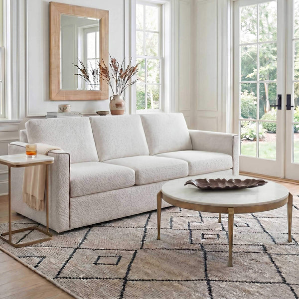 Uttermost Tylan Genuine Marble Round Coffee Table with Warm Brass Metal Base