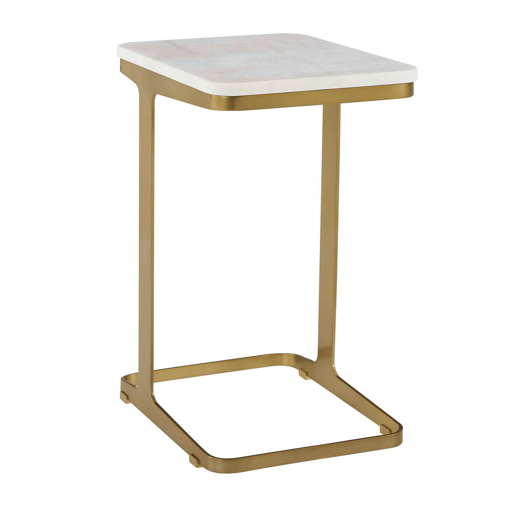 Uttermost Uttermost Tylan White Marble and Brass Metal Accent Table for Modern Interiors 51135