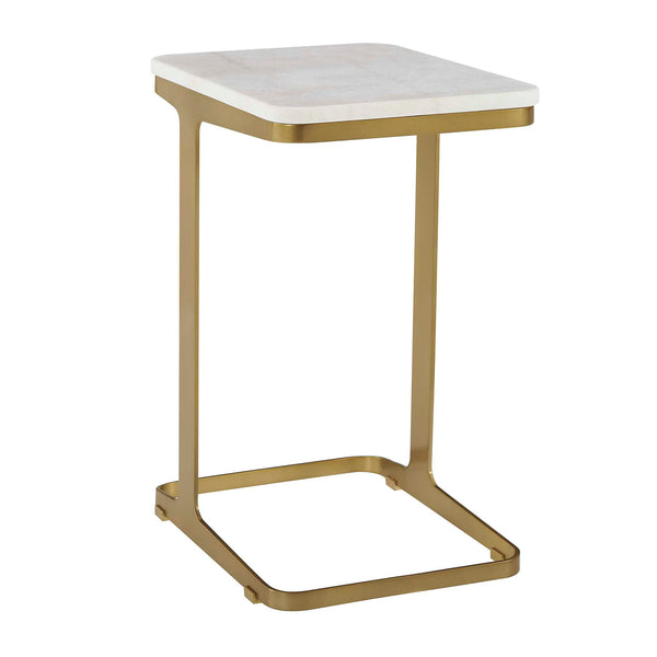 Uttermost Uttermost Tylan White Marble and Brass Metal Accent Table for Modern Interiors 51135