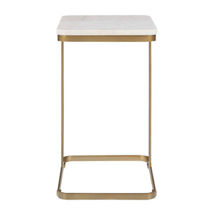 Uttermost Tylan White Marble and Brass Metal Accent Table for Modern Interiors