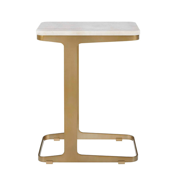 Uttermost Tylan White Marble and Brass Metal Accent Table for Modern Interiors