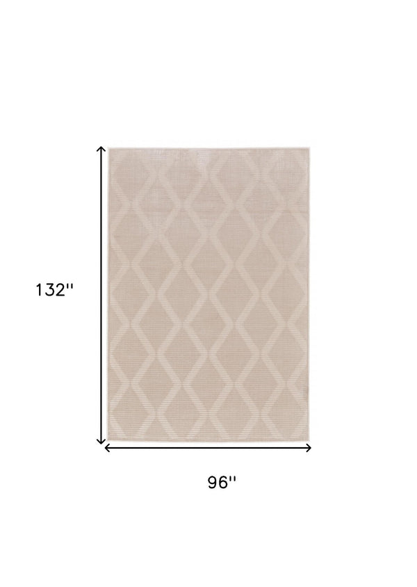 HomeRoots 5' Ivory Geometric Area Rug - Stylish, Durable, and Easy-Care Addition to Any Living Space Decor 8' X 11' 511368