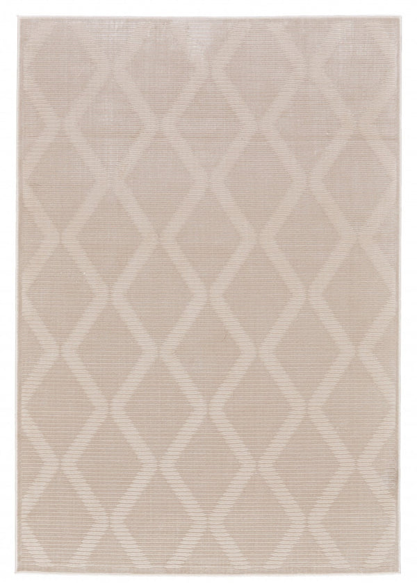 HomeRoots 5' Ivory Geometric Area Rug - Stylish, Durable, and Easy-Care Addition to Any Living Space Decor 10' X 13' 511369
