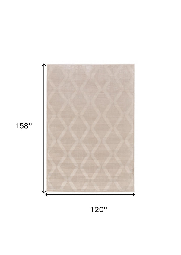 HomeRoots 5' Ivory Geometric Area Rug - Stylish, Durable, and Easy-Care Addition to Any Living Space Decor 10' X 13' 511369