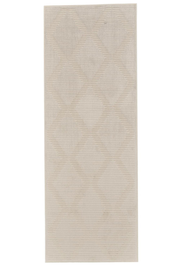 HomeRoots 5' Ivory Geometric Area Rug - Stylish, Durable, and Easy-Care Addition to Any Living Space Decor 8' Runner 511370