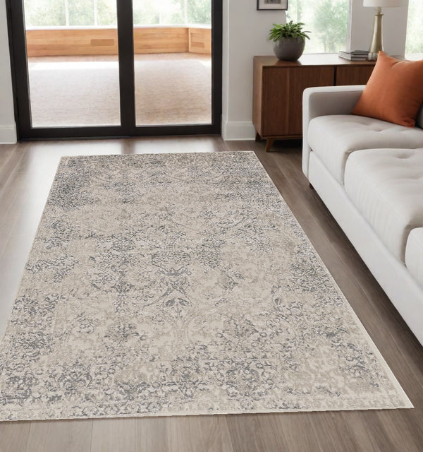 Homeroots 5' X 8' Ivory Gray And Black Abstract Stain Resistant Area Rug  Polypropylene 511375
