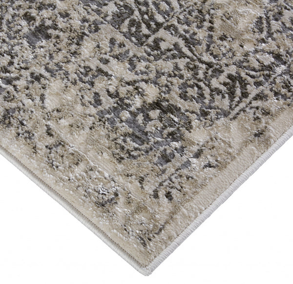 Homeroots 5' X 8' Ivory Gray And Black Abstract Stain Resistant Area Rug  Polypropylene 511375
