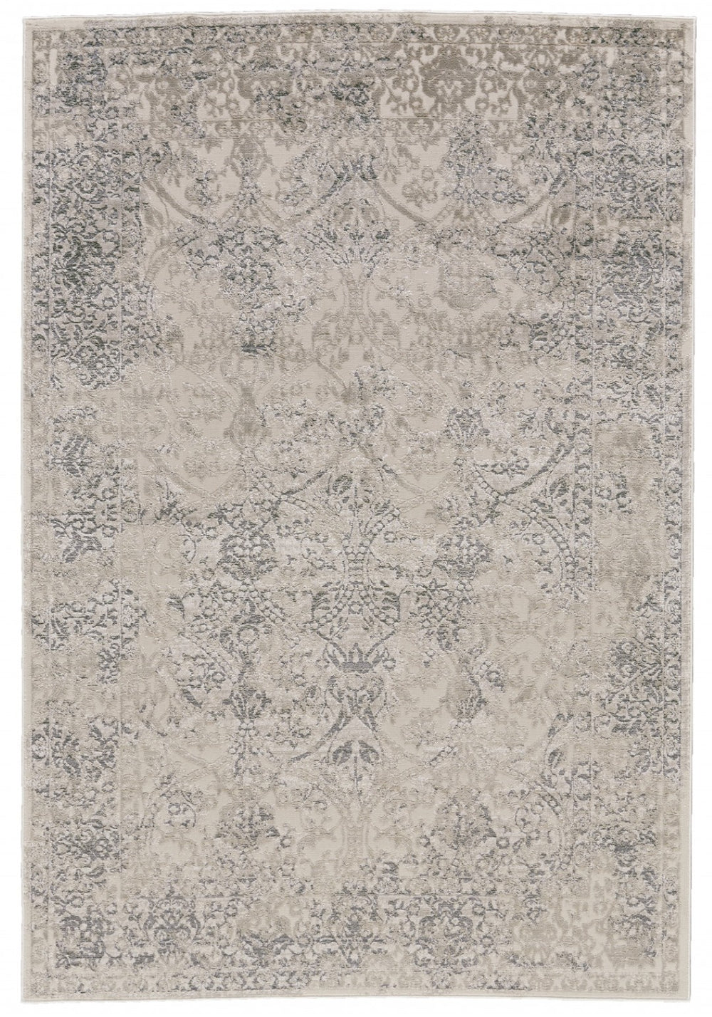 HomeRoots 5' Modern Abstract Ivory and Gray Stain Resistant Area Rug for Stylish Home Décor and Durability 8' X 11' 511376