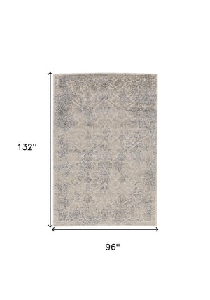 Homeroots 8' X 11' Ivory Gray And Black Abstract Stain Resistant Area Rug  Polypropylene 511376