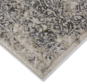 Homeroots 8' X 11' Ivory Gray And Black Abstract Stain Resistant Area Rug  Polypropylene 511376