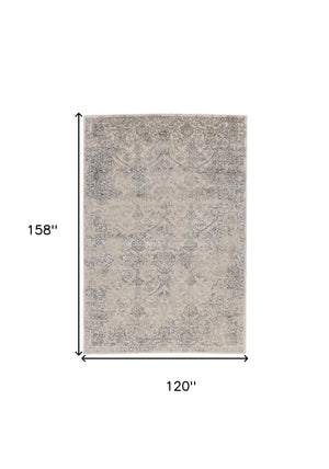 Homeroots 10' X 13' Ivory Gray And Black Abstract Stain Resistant Area Rug  Polypropylene 511377
