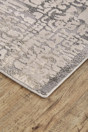HomeRoots 5' Gray and Ivory Abstract Area Rug - Stain Resistant, Durable, Modern Design for Any Room 5' X 8' 511379
