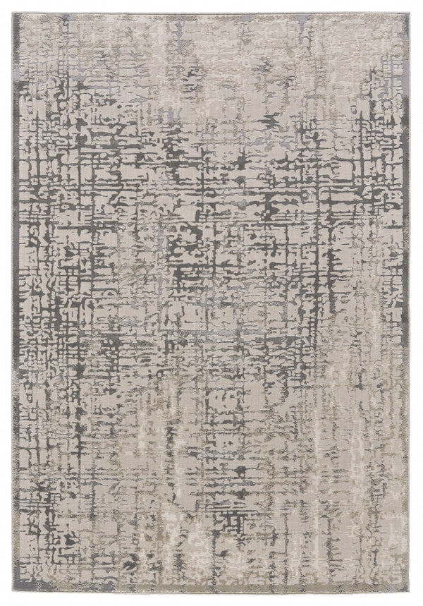 HomeRoots 5' Gray and Ivory Abstract Area Rug - Stain Resistant, Durable, Modern Design for Any Room 8' X 11' 511380