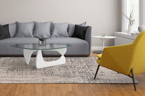 HomeRoots 5' Gray and Ivory Abstract Area Rug - Stain Resistant, Durable, Modern Design for Any Room 8' X 11' 511380