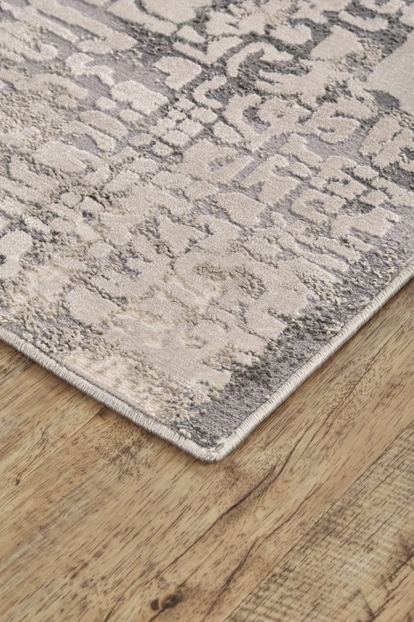 HomeRoots 5' Gray and Ivory Abstract Area Rug - Stain Resistant, Durable, Modern Design for Any Room 8' X 11' 511380