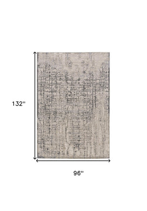 HomeRoots 5' Gray and Ivory Abstract Area Rug - Stain Resistant, Durable, Modern Design for Any Room 8' X 11' 511380