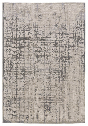 HomeRoots 5' Gray and Ivory Abstract Area Rug - Stain Resistant, Durable, Modern Design for Any Room 10' X 13' 511381