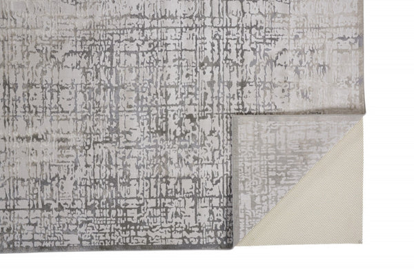 HomeRoots 5' Gray and Ivory Abstract Area Rug - Stain Resistant, Durable, Modern Design for Any Room 10' X 13' 511381