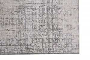 HomeRoots 5' Gray and Ivory Abstract Area Rug - Stain Resistant, Durable, Modern Design for Any Room 10' X 13' 511381
