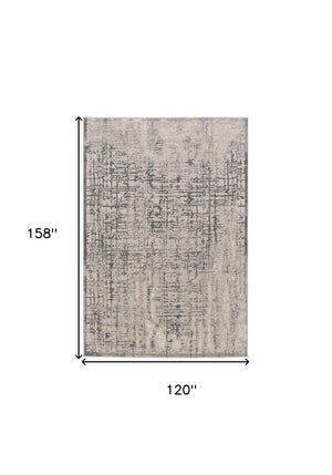 HomeRoots 5' Gray and Ivory Abstract Area Rug - Stain Resistant, Durable, Modern Design for Any Room 10' X 13' 511381