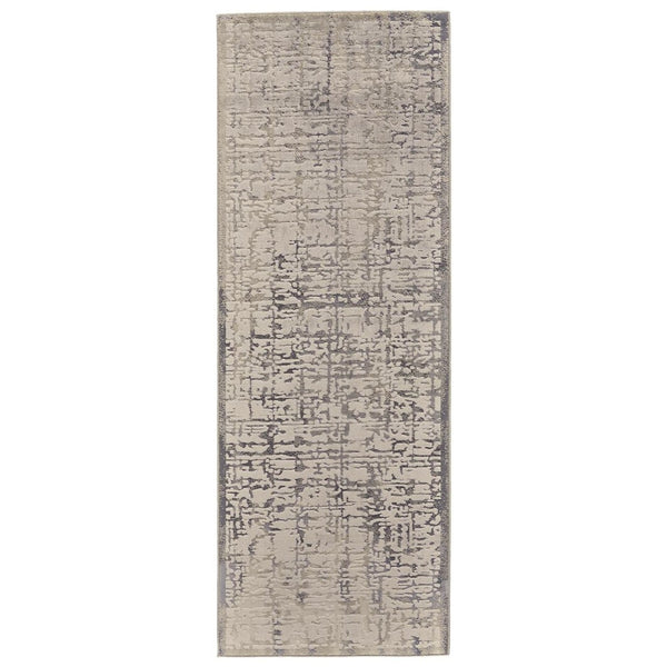 HomeRoots 5' Gray and Ivory Abstract Area Rug - Stain Resistant, Durable, Modern Design for Any Room 8' Runner 511382