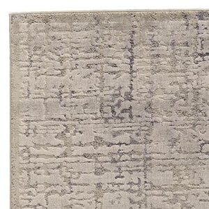 HomeRoots 5' Gray and Ivory Abstract Area Rug - Stain Resistant, Durable, Modern Design for Any Room 8' Runner 511382