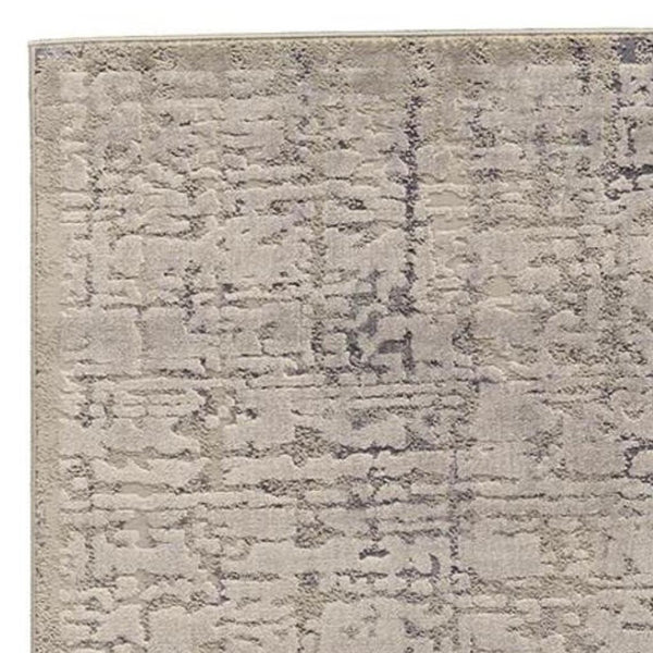HomeRoots 5' Gray and Ivory Abstract Area Rug - Stain Resistant, Durable, Modern Design for Any Room 8' Runner 511382