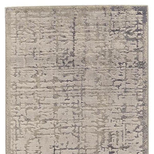 HomeRoots 5' Gray and Ivory Abstract Area Rug - Stain Resistant, Durable, Modern Design for Any Room 8' Runner 511382