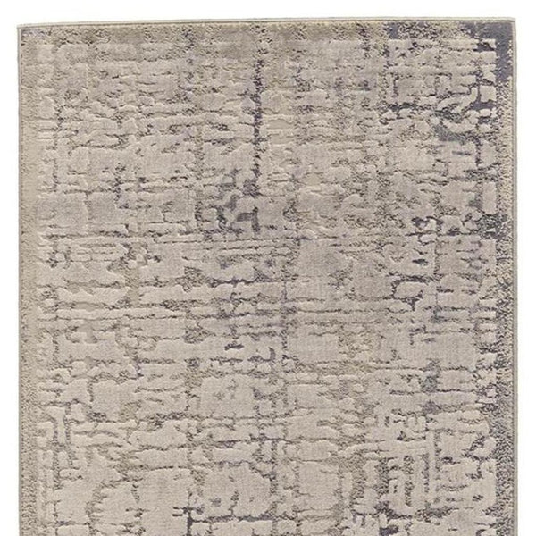 HomeRoots 5' Gray and Ivory Abstract Area Rug - Stain Resistant, Durable, Modern Design for Any Room 8' Runner 511382