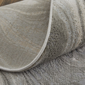 HomeRoots 5' Gray Ivory and Silver Abstract Area Rug - Modern Design, Stain-Resistant, Soft, Durable Elegance 5' X 8' 511383