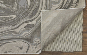 HomeRoots 5' Gray Ivory and Silver Abstract Area Rug - Modern Design, Stain-Resistant, Soft, Durable Elegance 10' X 13' 511385