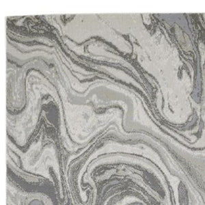 HomeRoots 5' Gray Ivory and Silver Abstract Area Rug - Modern Design, Stain-Resistant, Soft, Durable Elegance 8' Runner 511386