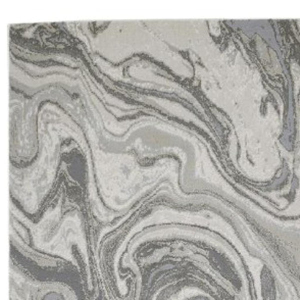 HomeRoots 5' Gray Ivory and Silver Abstract Area Rug - Modern Design, Stain-Resistant, Soft, Durable Elegance 8' Runner 511386