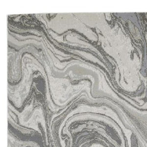 HomeRoots 5' Gray Ivory and Silver Abstract Area Rug - Modern Design, Stain-Resistant, Soft, Durable Elegance 8' Runner 511386