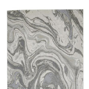 HomeRoots 5' Gray Ivory and Silver Abstract Area Rug - Modern Design, Stain-Resistant, Soft, Durable Elegance 8' Runner 511386