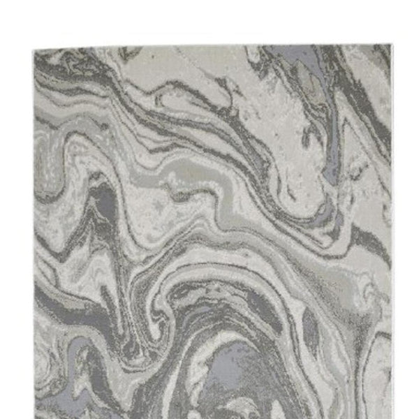 HomeRoots 5' Gray Ivory and Silver Abstract Area Rug - Modern Design, Stain-Resistant, Soft, Durable Elegance 8' Runner 511386