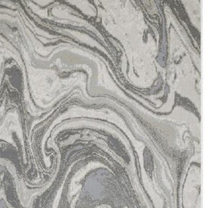 HomeRoots 5' Gray Ivory and Silver Abstract Area Rug - Modern Design, Stain-Resistant, Soft, Durable Elegance 8' Runner 511386