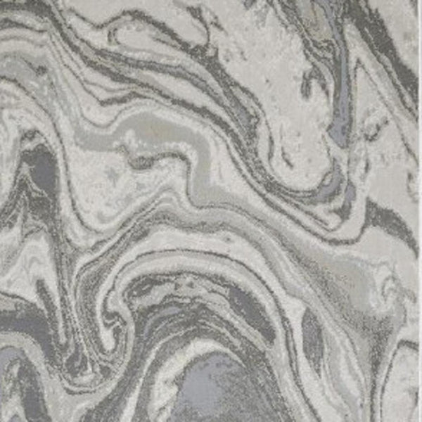 HomeRoots 5' Gray Ivory and Silver Abstract Area Rug - Modern Design, Stain-Resistant, Soft, Durable Elegance 8' Runner 511386