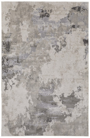 HomeRoots 5' Ivory and Gray Abstract Area Rug - Stain-Resistant, Durable, Modern Elegance for Any Room 8' X 11' 511388