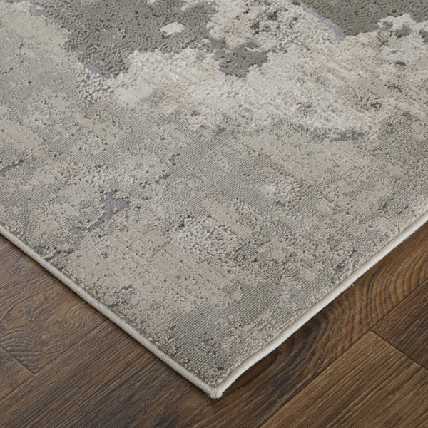 HomeRoots 5' Ivory and Gray Abstract Area Rug - Stain-Resistant, Durable, Modern Elegance for Any Room 8' X 11' 511388