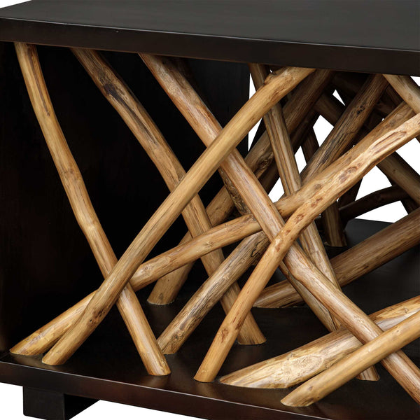 Uttermost Teak Branch Maze Coffee Table Sculptural Mahogany Wood Living Room Accent