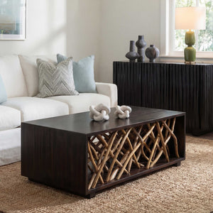 Uttermost Teak Branch Maze Coffee Table Sculptural Mahogany Wood Living Room Accent