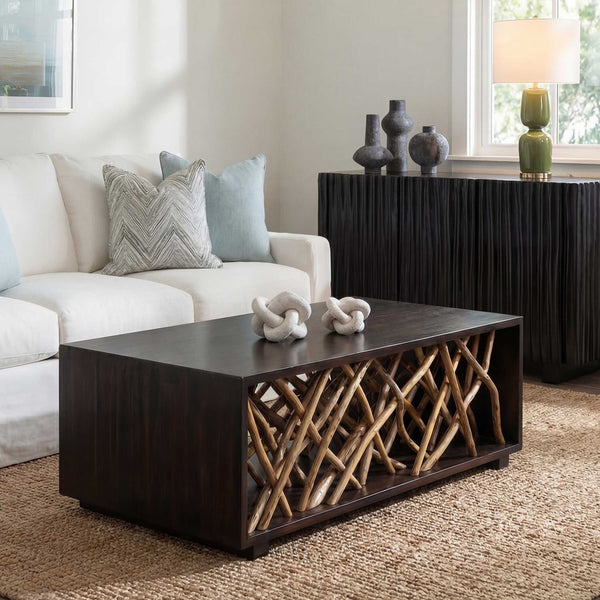 Uttermost Teak Branch Maze Coffee Table Sculptural Mahogany Wood Living Room Accent