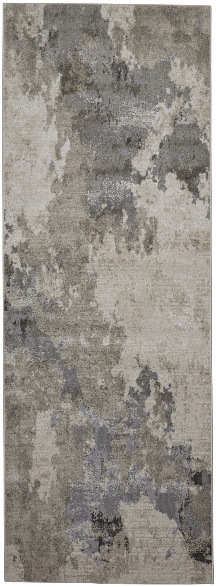 HomeRoots 5' Ivory and Gray Abstract Area Rug - Stain-Resistant, Durable, Modern Elegance for Any Room 8' Runner 511390